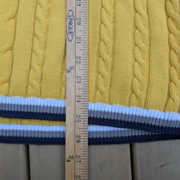 Vintage Y2K FUBU Sweater Vest Men's L Yellow Logo Embroidered Retro Cable-Knit - Picture 6 of 7